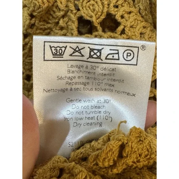SEZANE Blouse Pauletta Mustard Size 44 Crochet Vintage Inspired US 16 - Picture 8 of 9